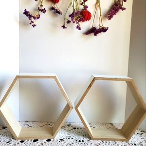 Hexagon wooden shelves
